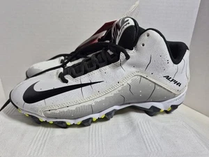 NWT NIKE ALPHA SHARK 2 FOOTBALL CLEAT 719952-100 SHOES MEN Sz 9 BLACK/WHITE/GREY - Picture 1 of 12