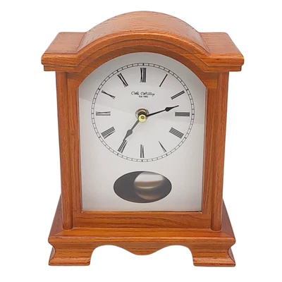 Wm Widdop Wooden Mantel Clock Quartz Pendulum Oak Finish 20.5cm Vintage Style - Image 1 of 4
