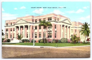 Cartolina West Palm Beach Court House in lino D504 - Foto 1 di 2