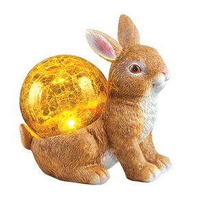 Hand-Painted Solar Powered Realistic Bunny Garden Statue - Picture 1 of 2