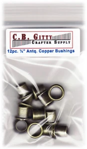 12pc. Antique Brass 1/4" Vintage-Style Guitar Tuner Bushings/Ferrules - Picture 1 of 3