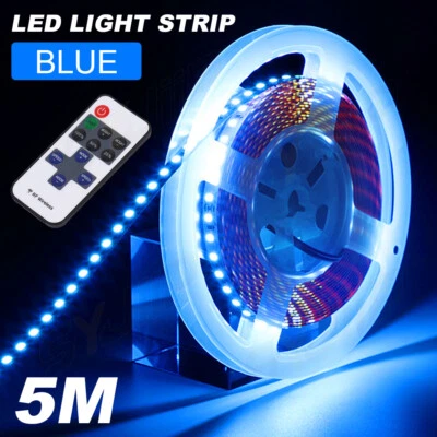5M RV LED Camper Awning Boat Light Set w/IR Remote BLUE Waterproof Light strip - Image 1 of 4