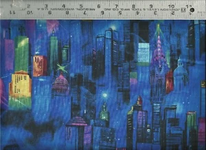 Timeless Treasures ~ Night City Skylines Sketch ~ 100% Cotton Quilt Fabric BTY - Picture 1 of 2