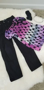 Girl's Size 7 Star Ride Black Jeans And Size 6 Ruffled Blouse, Socks, Hairband - Picture 1 of 7