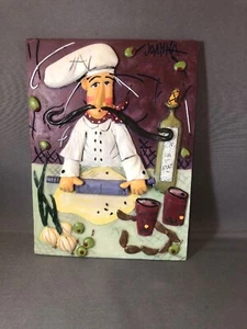 Resin Wall Plaque by Joanna W/ Chef Rolling Dough 3-D 4 1/2" X 6" - Picture 1 of 7