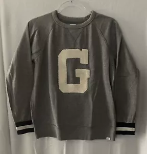 Gap Kids Sweater Girls Boys XXL 14 16 Grey White Logo Striped Trim - Picture 1 of 10
