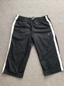 Nike Black White Side Stripe Capris Wind Breaker Pants Women Sz L NWT - Picture 1 of 5