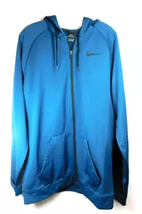 Felpa Nike Dri Fit uomo con cappuccio zip frontale blu e nera con tasca frontale taglia XLT - Foto 1 di 4