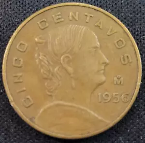 Moneda de 5 centavos de México 1956 - Latón - Josefa Ortiz de Domínguez - Imagen 1 de 2