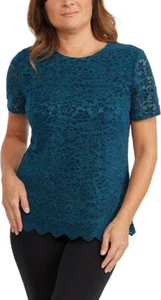 Teddy Rose Women's Lacy Keyhole Top Heather Niagara  MEDIUM - Picture 1 of 2