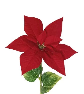 Large Long Stem Dark Red Poinsettia 24" L Christmas Silk Flower Home Decor B2263 - Image 1 of 3