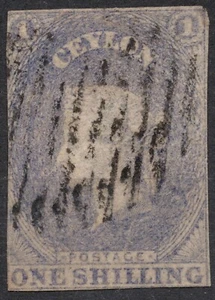 SG10 Sn:#11 Mi:#10y 1857 1s CEYLON Queen Victoria  Stamps of Ceylon , used - Picture 1 of 2