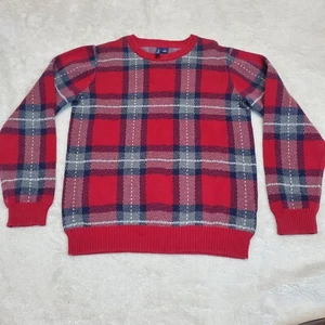 Janie and Jack Red Blue Gray Tartan Casual Classic Plaid Knit Sweater Boy Kid 10 - Picture 1 of 5