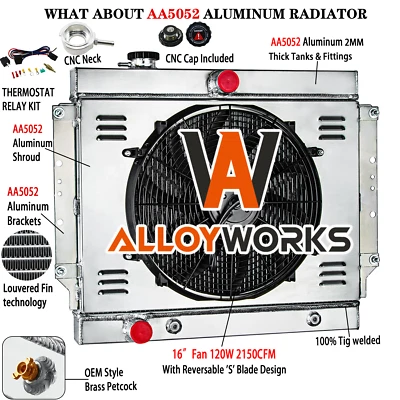 3-CORE RADIATOR SHROUD FAN FOR 1959 1960 CADILLAC DEVILLE ELDORADO 6.4L V8#5960 - Image 1 of 4