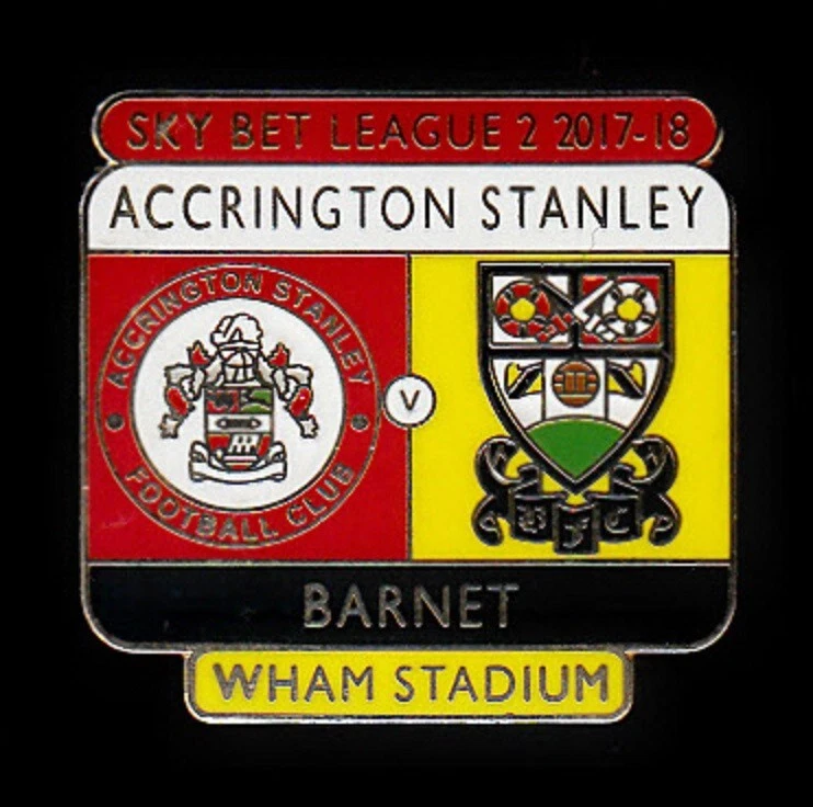 ACCRINGTON STANLEY V BARNET 2017-18 - Pin Badge - Image 1 of 1