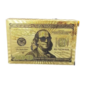 Franklin Golden Poker Playing Cards Waterproof Durable Plastic - Foto 1 di 6