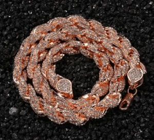 Bracciale Uomo Placcato Oro Rosa Zirconi Ghiacciati Catena Corda Moda Hip Hop Gioielli 9mm - Foto 1 di 12