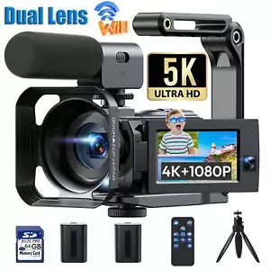 ✅5K Digital Video Camera 56MP Dual Lens(4K+1080P) Camcorder WiFi IR Night Vision - Picture 1 of 10