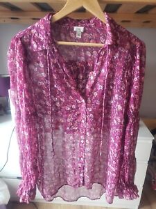 River Island Pink Floral Sheer Blouse with Beading Detail Size 18