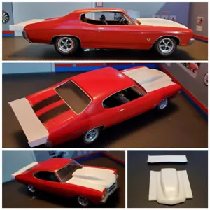 Resin Rear Spoiler & Bubble Hood Combo for '70 Chevelle AMT. - Picture 1 of 9