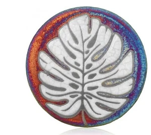Monstera Leaf Coaster Raku Pottery, handcrafted & signed - NEW - Picture 1 of 2