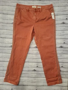 Chino by Anthropologie Womens Relaxed Straight Leg Stripe Pants Sz 31 Pink NWT - Picture 1 of 21