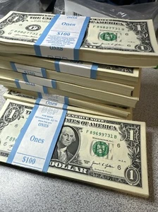 PACK Of 100 $1 DOLLAR 2021 $1 Notes F -B ( ATLANTA “ F” ) FRN - BUNDLE - Picture 1 of 15
