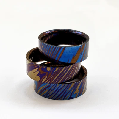 Anillo redondo de titanio Damasco collar colgante multicolor hombres mujeres joyería regalo Foto 1 de 4