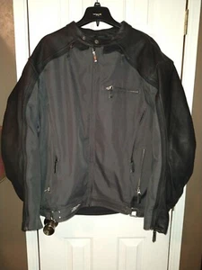 Power-Trip Men’s XL Black Motorcycle Jacket Armored Full Zipper Leather Canvas - Picture 1 of 13