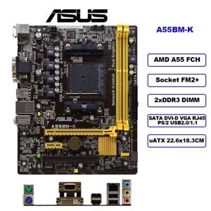 ASUS A55BM-K uATX Motherboard AMD A55 FCH Socket FM2+ DDR3 SATA DVI VGA RJ45