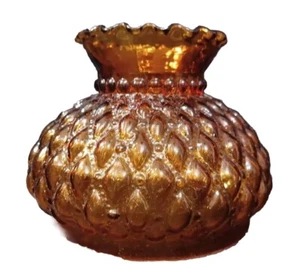 Pantalla de lámpara de aceite vintage ámbar acolchado vidrio huracán 5 3/4" T 7" vidrio ondulado - Imagen 1 de 12
