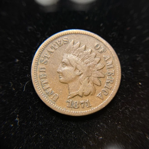 1871 Indian Head Cent Choice VF Fine Better Date One Penny 1c Cover