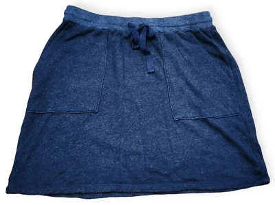 Falda de tres puntos para mujer mediana gris azul elástico cordón bolsillos en la cintura Foto 1 de 4