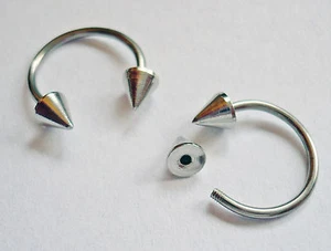 2x Edelstahl Piercing Hufeisen Augenbrauen Lippe Nase Ohr Tragus Schmuck silber - Bild 1 von 1