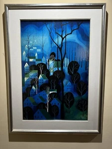 EYVIND EARLE ~ Midnight Blue ~ H/Signed, Numbered, COA Museum Framed ~ Scarce - Picture 1 of 5
