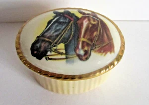 Caja de pastillas de porcelana Aynsley Horses o pequeña caja de baratijas para joyas - Imagen 1 de 3