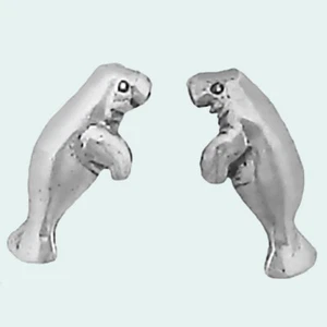 Seekuh Ohrringe Sterlingsilber Pfosten Ohrstecker klein Mini Tier Strand - Bild 1 von 4