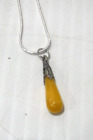 Baltic Amber Butterscotch Pendant 1 In. x 1/4 In. with Sterling  20 in. Chain