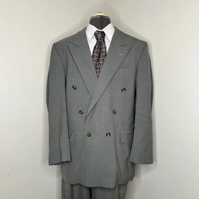 Traje Austin Reed Para Hombres 44L 34x32 2 Piezas Gris 6 Botones Blazer Abrigo Deportivo Chaqueta * Foto 1 de 4