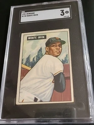 Bowman Monte Irvin 1951 RC #198 SGC 3 Foto 1 de 2