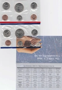 1991 Uncirculated Coin Set U.S Mint Original Government Packaging OGP - Picture 1 of 1