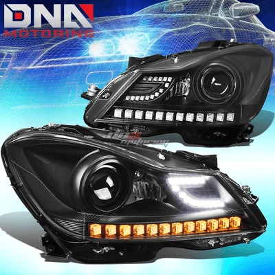 PARA 12-14 CLASE C W204 NEGRO/CLARO LED ESQUINA LATERAL 3D FARO LUZ PRINCIPAL Foto 1 de 4