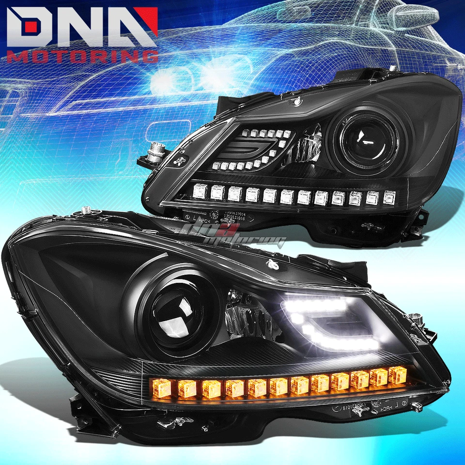 PARA 12-14 CLASE C W204 NEGRO/CLARO LED ESQUINA LATERAL 3D FARO LUZ PRINCIPAL Foto 1 de 4