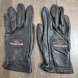 Guantes acolchados Harley Davidson para mujer talla pequeña cuero negro motociclista motocicleta - Imagen 1 de 6