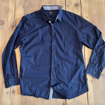 Galaxy By Harvic Shirt Mens Navy Long Sleeve Button Up Casual Size XL - Image 1 of 4
