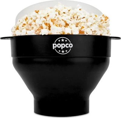 Popco Máquina de Palomitas de Silicona - Popper para Microondas con Asas - Negro  Foto 1 de 4