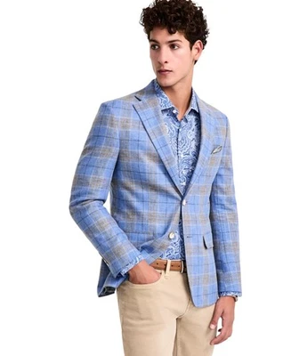 Tallia мужской Slim fit Sport пальто Blazer 50 R светло-синий клетку - Изображение 1 из 2