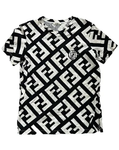 Fendi schwarz-weißes T-Shirt mit geometrischem Print - Größe S, 100% Baumwolle - Bild 1 von 3