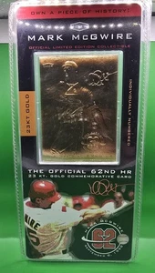 1998 Fleer Mark McGwire 23KT Gold 62nd HR' Commemorative Card MLB HOF FREE SHIP - Picture 1 of 4