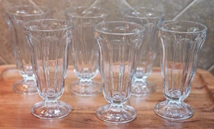 vt SODA FOUNTAIN PARFAIT GLASSES 12 oz Anchor Hocking Milkshake Glasses Set of 6 - Picture 1 of 12